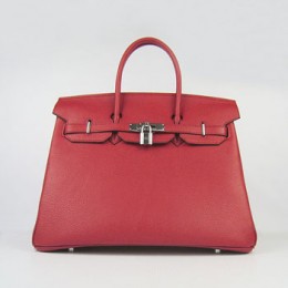 Hermes Birkin 35Cm Togo Leather Handbags Red Gold